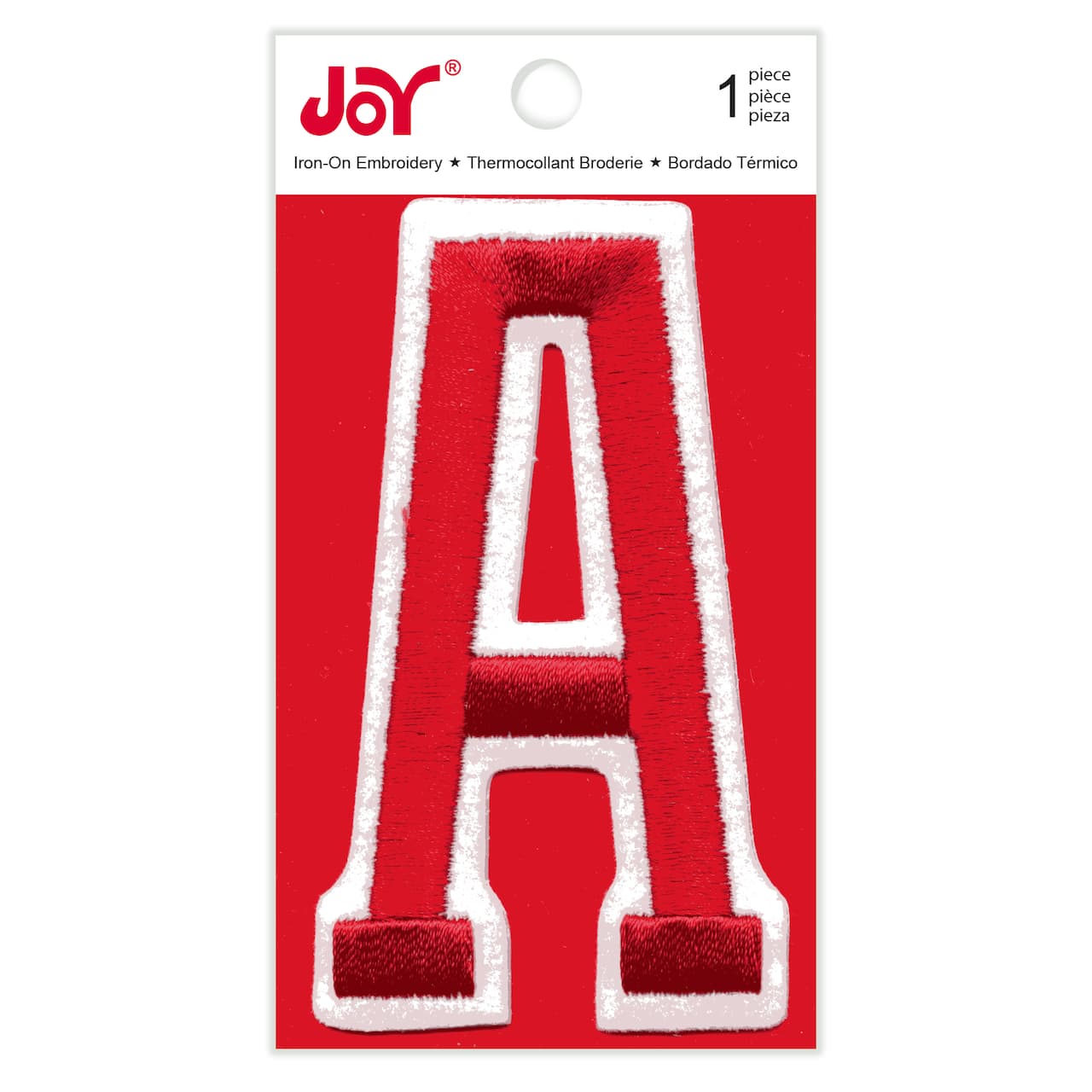 Joy&#xAE; Varsity Red Iron-On Embroidery Letter